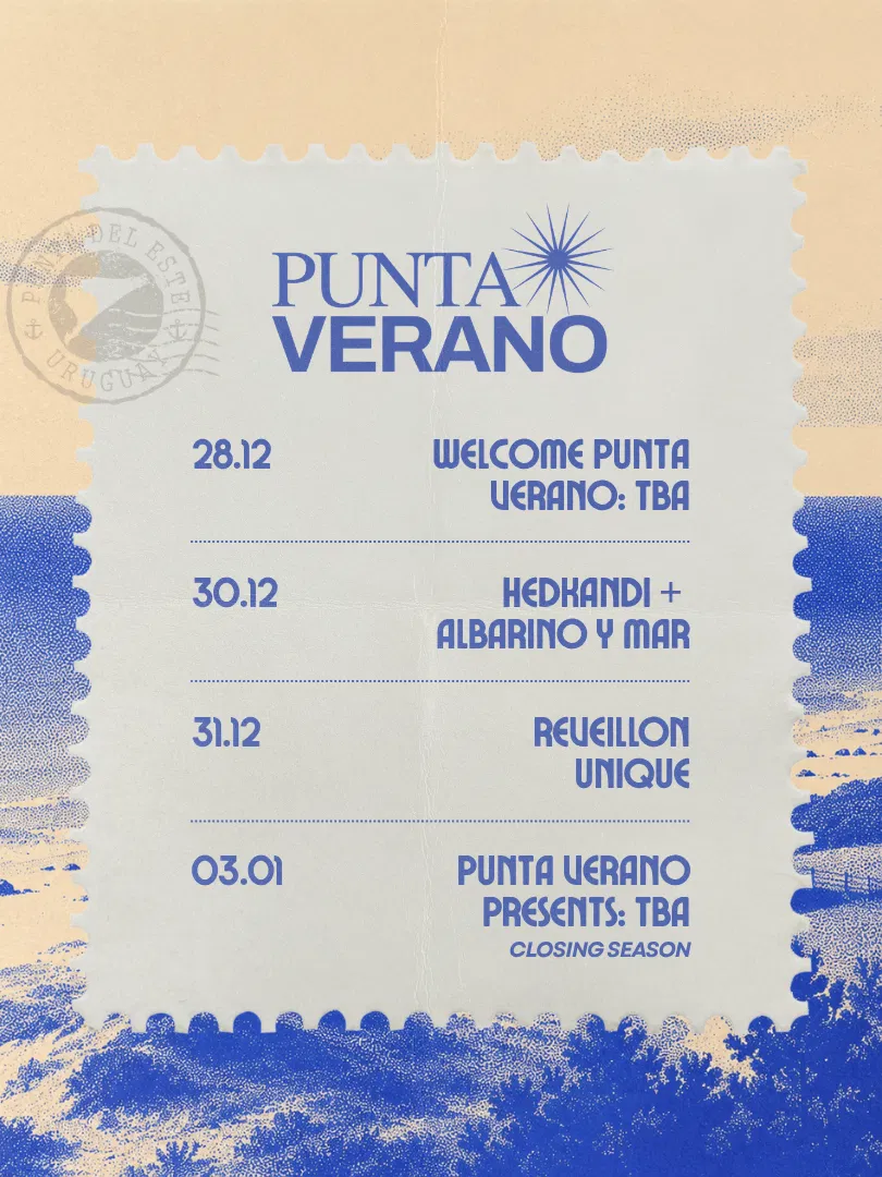Selo postal Punta Verano com a programação da temporada